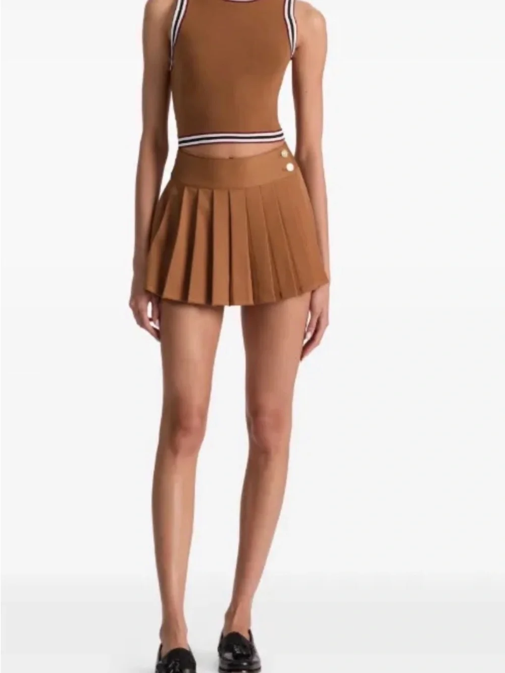 Alice and Olivia Noah Pleated Mini Skirt in Camel